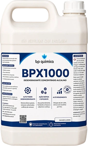 Galão de 5 litros do BPX1000, desengraxante alcalino concentrado da BP Química