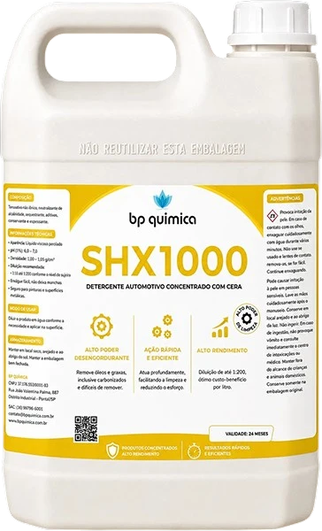 Galão de 5 litros do SHX1000, detergente automotivo concentrado com cera da BP Química