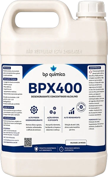 Galão de 5 litros do BPX400, desengraxante alcalino concentrado da BP Química