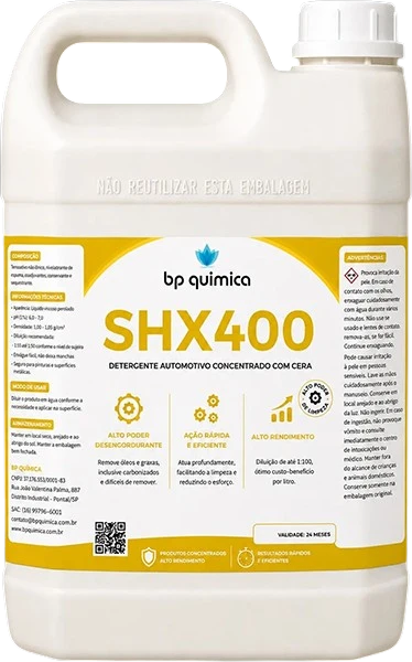 Galão de 5 litros do SHX400, detergente automotivo concentrado da BP Química